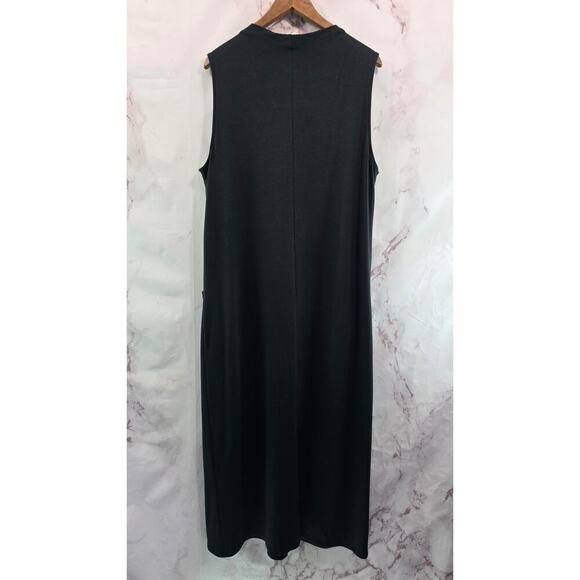 J Jill Dress Womens XL Black Sleeveless Tank Midi Maxi Luxe Tencel Mock Neck - Picture 5 of 10
